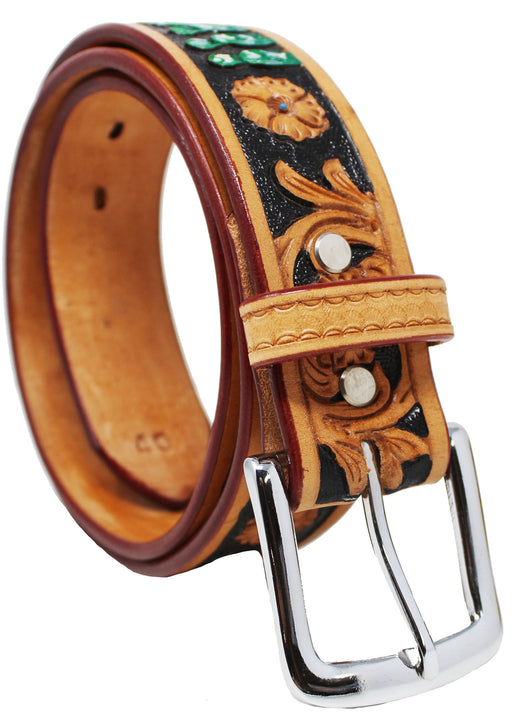 Western 1-1/2" Wide Rodeo Fashion Antique Tooled Leather Belt 2670RS