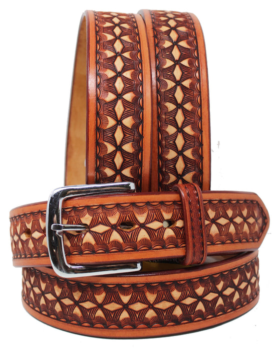 Western 1-1/2" Wide Rodeo Fashion Antique Tooled Leather Belt 2672RS