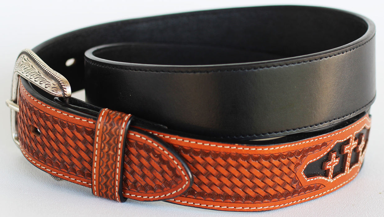 3D USA 1-1/2” Natural Western Fashion Dress Mens Leather Belt Hand Tooled 269900