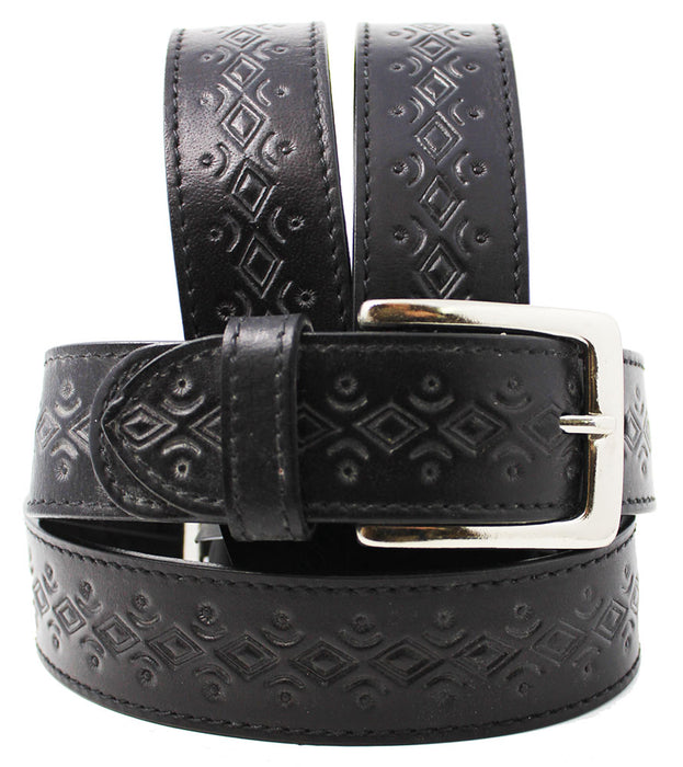 Men's 1-1/2" Wide Leather Tooled Casual Jean Belt 26AA24