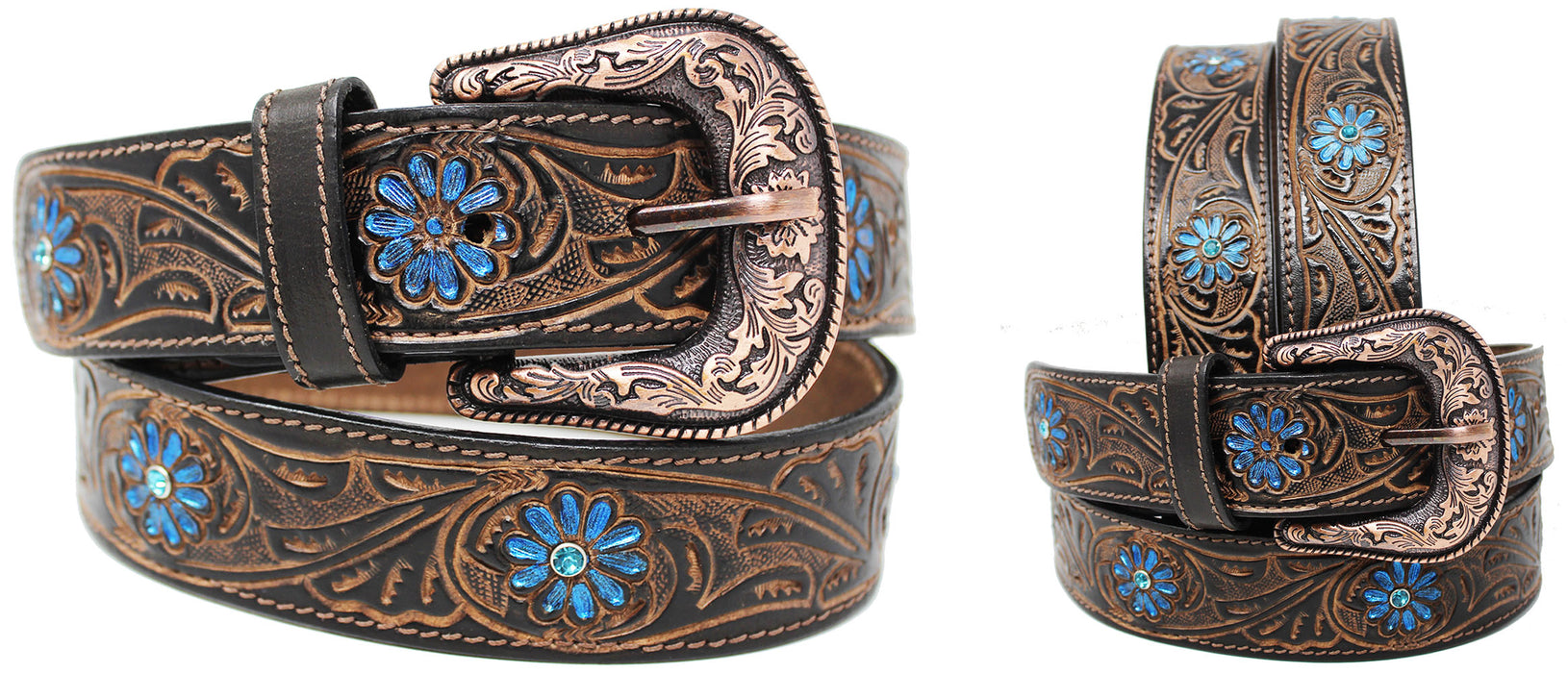 Men's Women Girl 1.5 Wide Leather Floral Tooled Casual Jean Belt Strap 26AA304