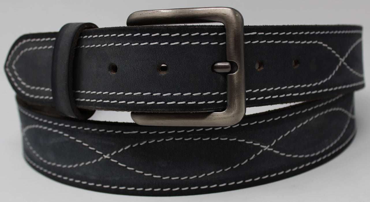 1.5" Wide Men's Genuine Leather Casual Fancy Stitched Belt Removable Buckle 26AA66