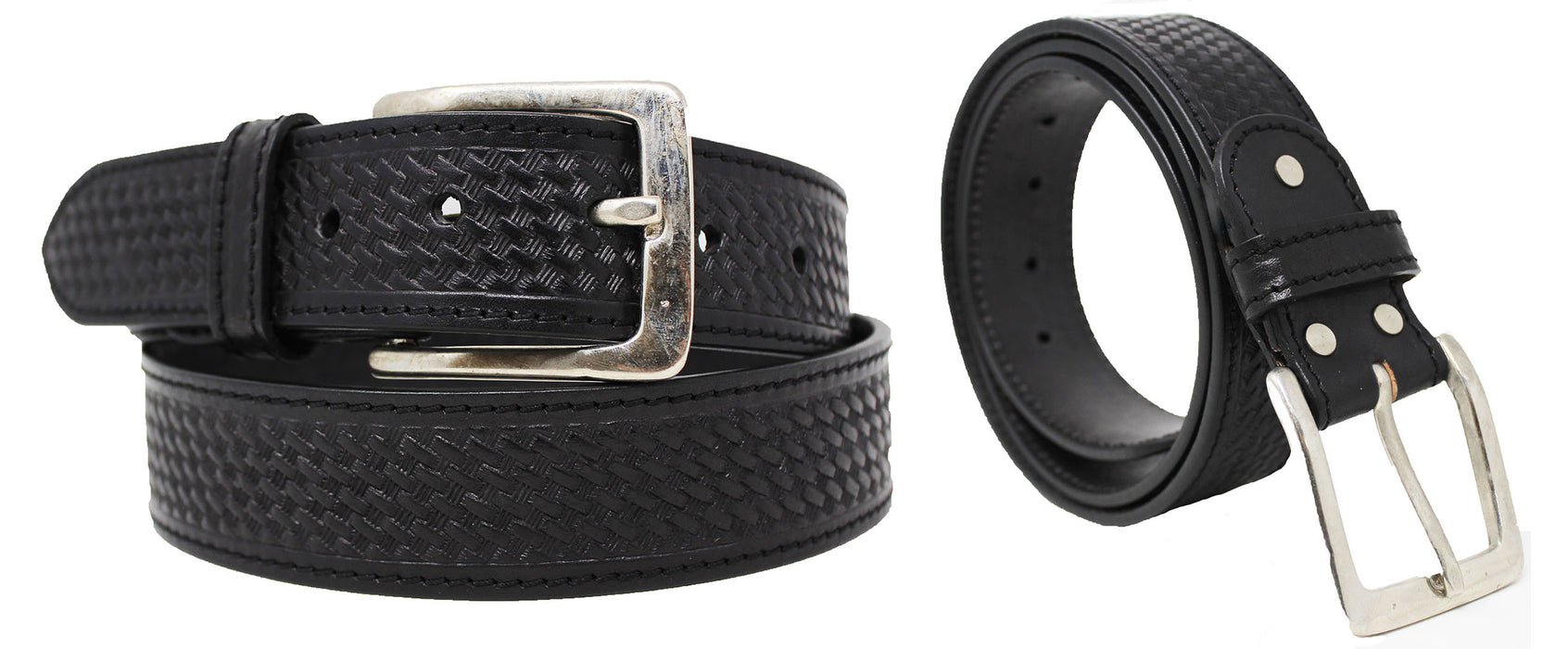 Men's 1-1/2" Wide Leather Basket Weave Black Brown Tan Belt 26AA90