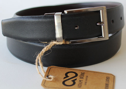 Adam Burk 100% Cow Leather Mens Casual Reversible Dress Belt Black 26AB06B