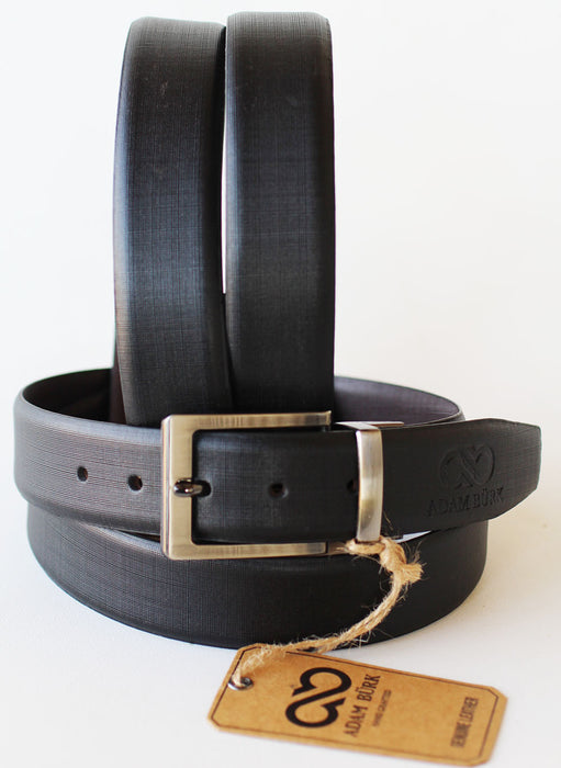Adam Burk 100% Cow Leather Mens Casual Reversible Dress Belt Black 26AB06D