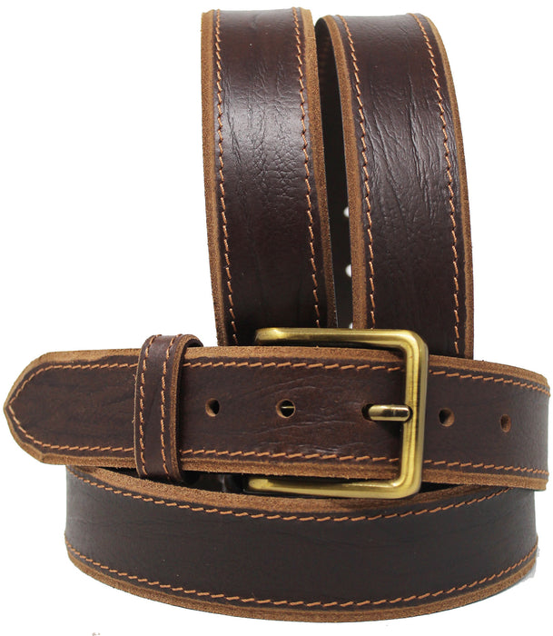 Men's Casual Jean Full-Grain Brown Leather Belt 26AB09