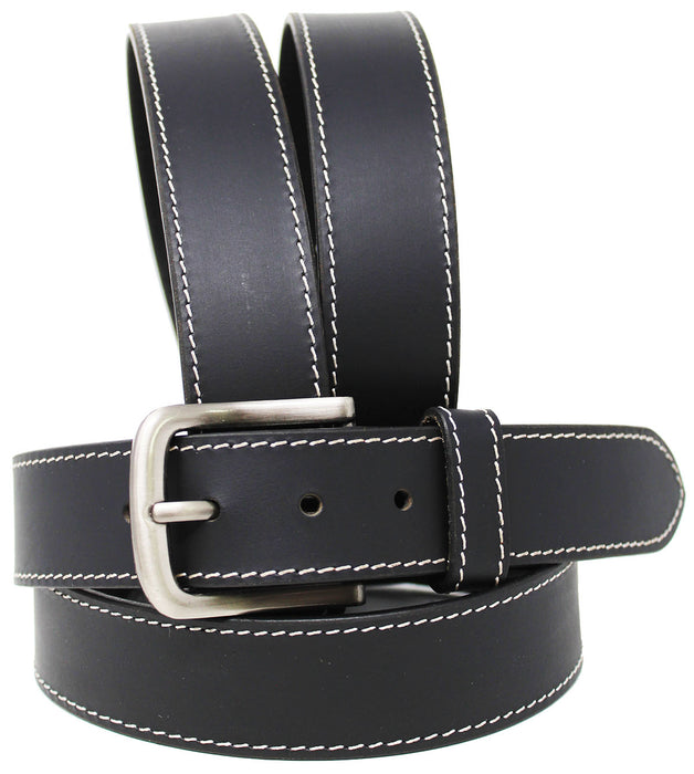 Men's Casual Jean Full-Grain Tan Black Brown Leather Belt 26AB13