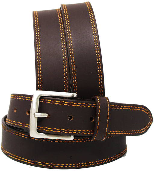 Men's Casual Jean Full-Grain Brown Leather Belt 26AB14