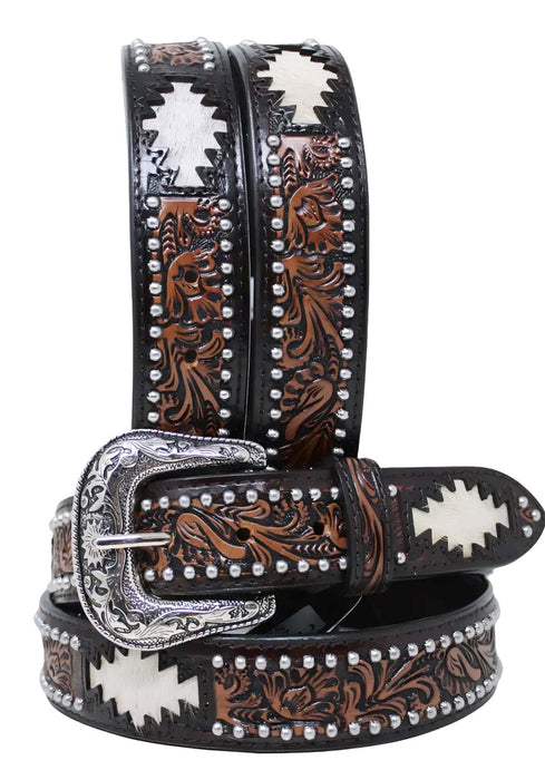 Men Women Western Tooled Leather Belt 26FKTooled