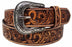 Men's 1-1/2" Wide Tan 100% Leather Floral Tooled Casual Jean Belt 26FK03