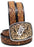 Men's 1-1/2" Wide Tan Leather Floral Tooled Casual Jean Belt 26FK