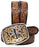 Men's 1-1/2" Wide Tan Leather Floral Tooled Casual Jean Belt 26FK