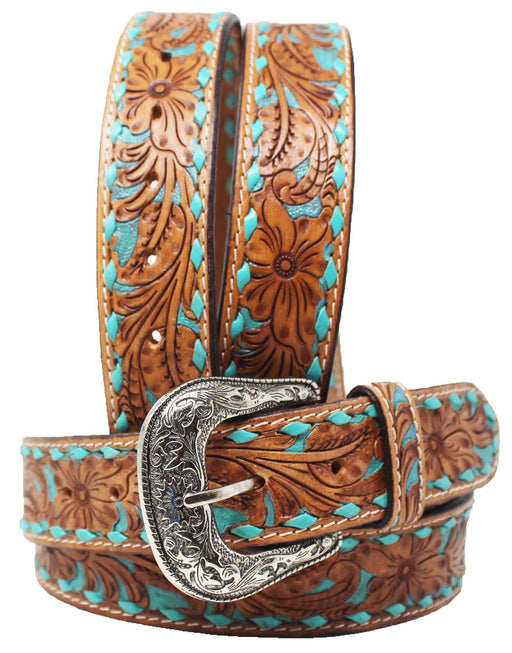 Men's 1-1/2" Wide Challenger Leather Floral Tooled Casual Jean Belt 26FK07