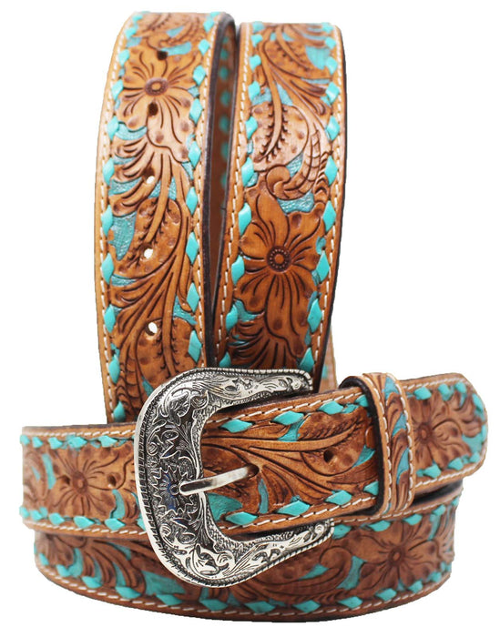 Men's 1-1/2" Wide Challenger Leather Floral Tooled Casual Jean Belt 26FK07