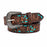 Challenger Western Leather Belt Turquoise Inlay Filigree Tooled Floral Cowboy Belt 1-1/2"