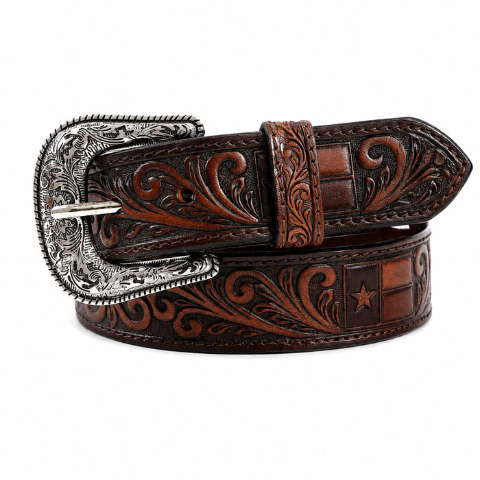 CHALLENGER Men’s Western 1-1/2" Leather Belt with Engraved Metal Buckle – Western Style Casual Dress Belt for Jeans