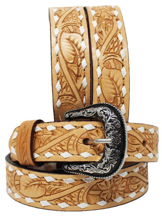 Challenger Men's 1-1/2" Wide Leather Casual Jean Belt Classic Tooled