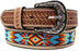 Kids Child Youth 1-1/4" Wide Western Floral Tooled Purple Beaded Leather Belt 26FK43C