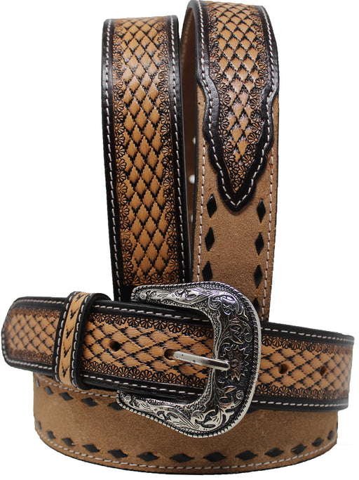 Western 1 1/2" Wide Men Women Rodeo Floral Tooled Leather Belt 26FK64