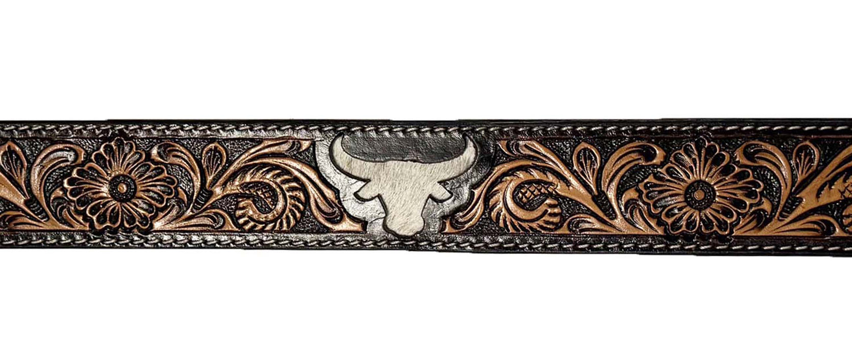Men’s Western 1-1/2" Embossed Leather Belt with Engraved Buckle – Vintage Cowboy Style Wild Life 26FKWildlife