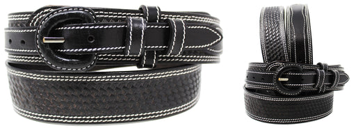 Men's 1 1/2" Wide Basket Weave Tooled Leather Casual Jeans Ranger Belt 26RAA12BK