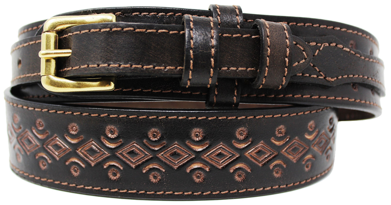 Men's Wide Leather Wide Tooled Leather Casual Jean Ranger Belt 26RAA24
