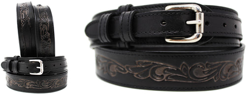 Men's Wide Leather Wide Floral Tooled Leather Casual Jean Ranger Belt 26RAA86