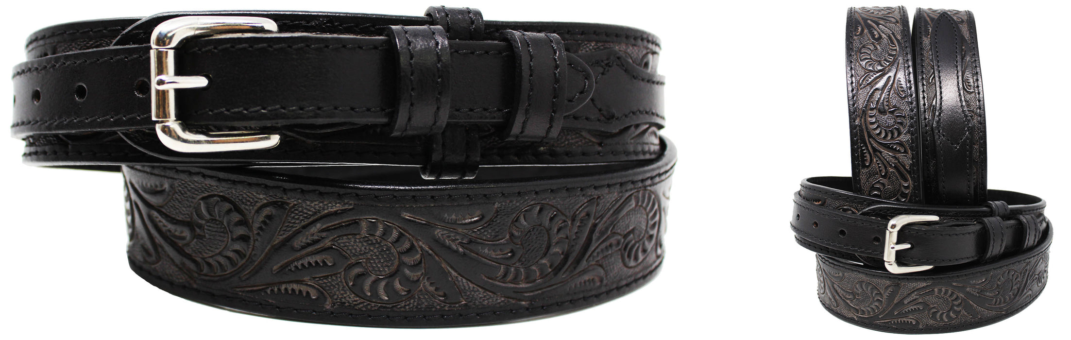 Genuine Full Grain Western Floral Engraved Tooled Leather Ranger Belt 1-1/2" 26RAA95