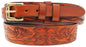 Men's Wide Leather Wide Floral Tooled Leather Casual Jean Ranger Belt 26RAA96