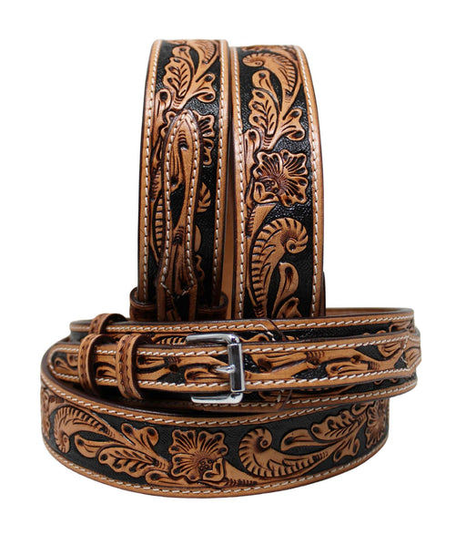 Western Antique Floral Tooled Ranger Full-Grain Leather Belt 26RS03R
