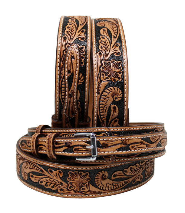 Western Antique Floral Tooled Ranger Full-Grain Leather Belt 26RS03R