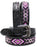 Men Women Western Antique Floral Tooled Beaded Full-Grain Black Leather Belt