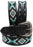 Men Women Western Antique Floral Tooled Beaded Full-Grain Black Leather Belt