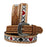 Western 1-1/2" Wide Basket Weave Tooled Beaded Tan Leather Belt 26RS118