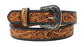 Kids Western 1-1/4" Floral Inlay Full-Grain Leather Belt  RSFloralTooledC