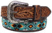 Men Women Western 1-1/2" Wide Antique Floral Tooled Beaded Full-Grain Leather Belt