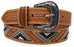 30  Western 1-1/2" Wide Basket Weave Tooled Beaded Tan Leather Belt  26RS111