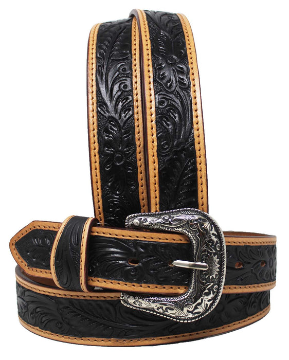 28  Western 1-1/2" Wide Basket Weave Tooled Full-Grain Brown Leather Belt 26RS09