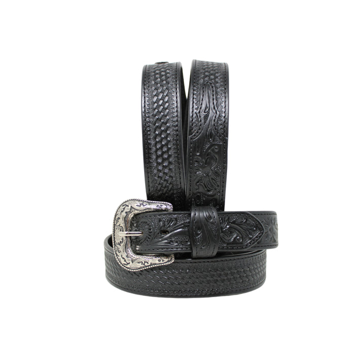 28  Western 1-1/2" Wide Basket Weave Tooled Full-Grain Brown Leather Belt 26RS09