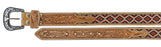 Men Women Western 1-1/2" Wide Oak Leaf Tooled Beaded Full-Grain Leather Belt 26RS76