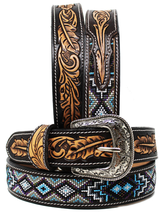 1.5" Wide Western Rodeo Heavy Duty Beaded Full-Grain USA Leather Belt 26RT15