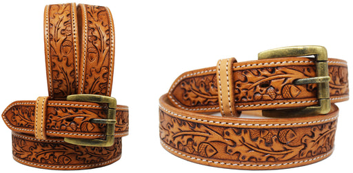 Men's Western Rodeo Heavy Duty Beaded Full-Grain Leather Belt 26RT16