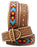 Western 2" Wide Tooled Genuine Leather Belt  Beaded