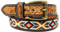 Unisex 1.5" Western Floral Tooled Beaded Full-Grain Leather Belt 26RT25