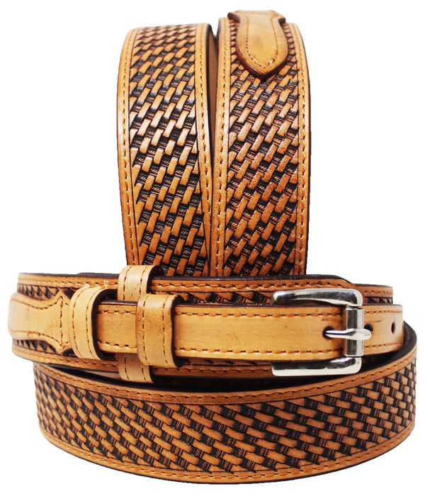 Western 1-1/2" Basket Weave Ranger Full-Grain Black Leather 26RT36TN