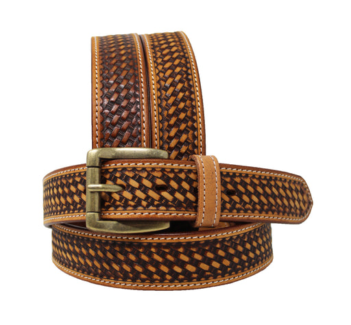 Western Heavy Duty Two-Toned Basket Weave Full-Grain Leather Belt 26RT37