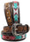 Unisex 1.5" Western Floral Hand Tooled Beaded Full-Grain Leather Belt 26RT49C