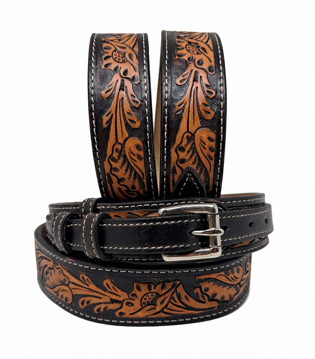 Challenger 1-1/2" Western Belt  Leather, Two-Tone Design, Contrast Stitching  26RT Ranger Tooled