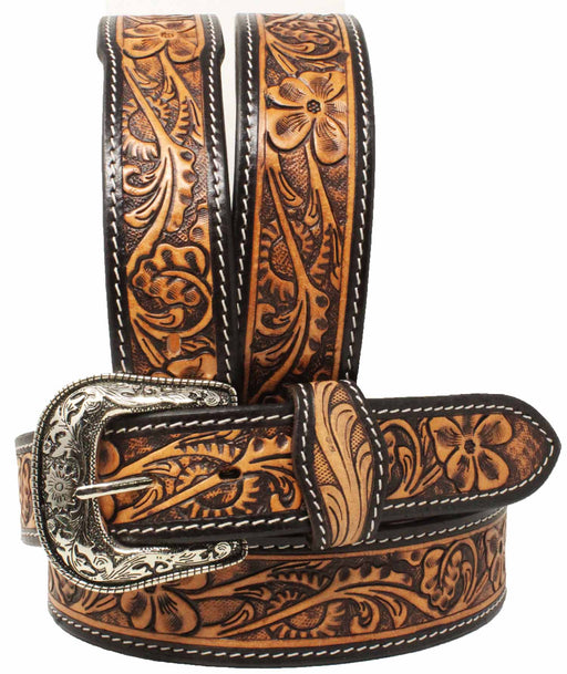 1-3/4" Tapered Western Floral Tooled Full-Grain Leather Belt 26RT59T