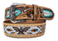 Men's Women's Western 2" Wide Feather Tooled Beaded Full-Grain Leather Belt 26RT63U2